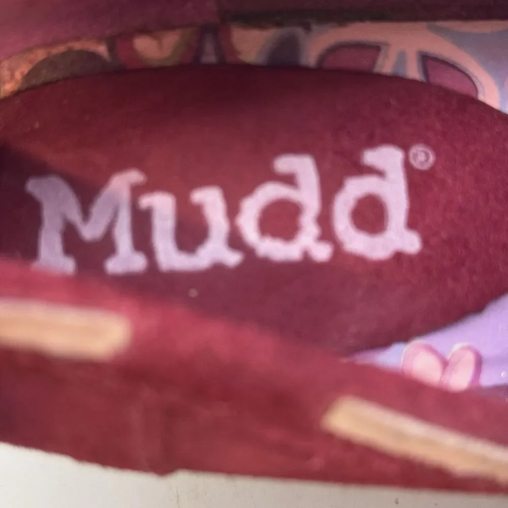 MUDD Y2K Freeda Womens 7 Raspberry Suede Leather Kitten Heel Moccasin Pumps Boho